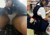 【JK逆さ撮り盗撮エロ画像】JSが履きそうな綿製の柄パンツを履いた女子校生たちを街中でクロッチ接写撮りｗｗ